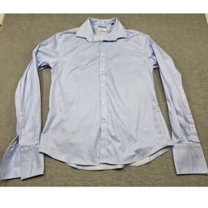 Michael Kors Mens Slim Fit Airsoft Stretch Dress Shirt Light Blue 17 36/37 XL
